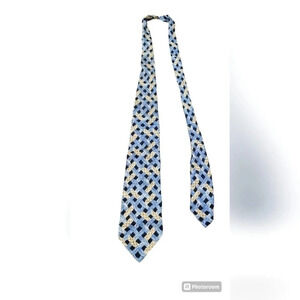 COMO COLLEZIONE MENS VINTAGE GRAY CREAM SQUARES TIE